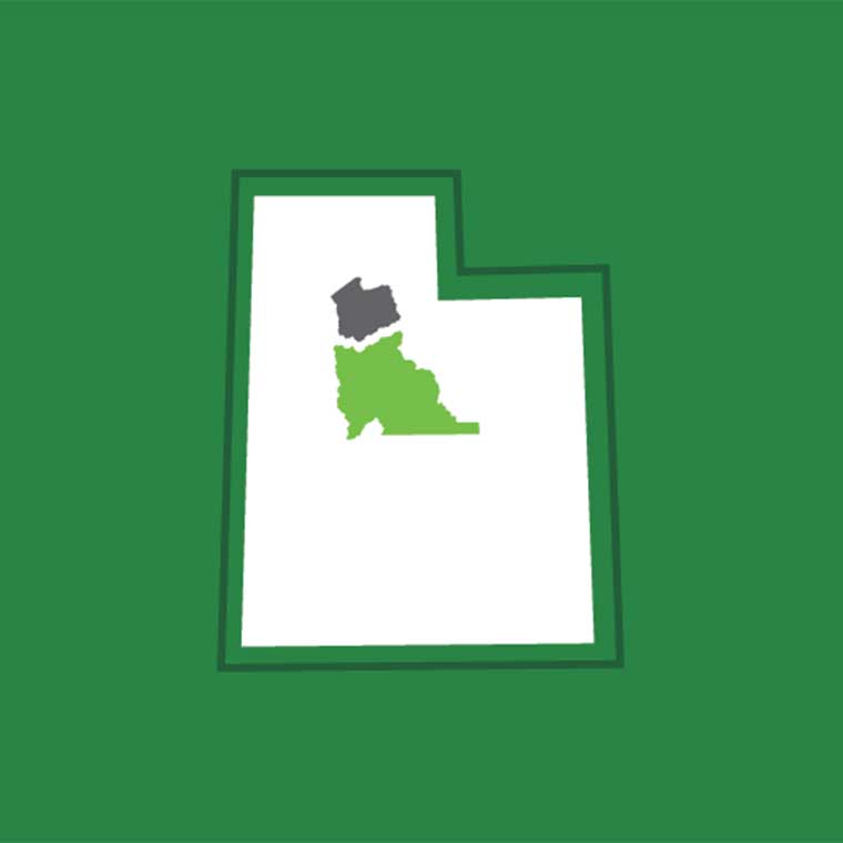 Icon of Utah with Utah County highlighted.