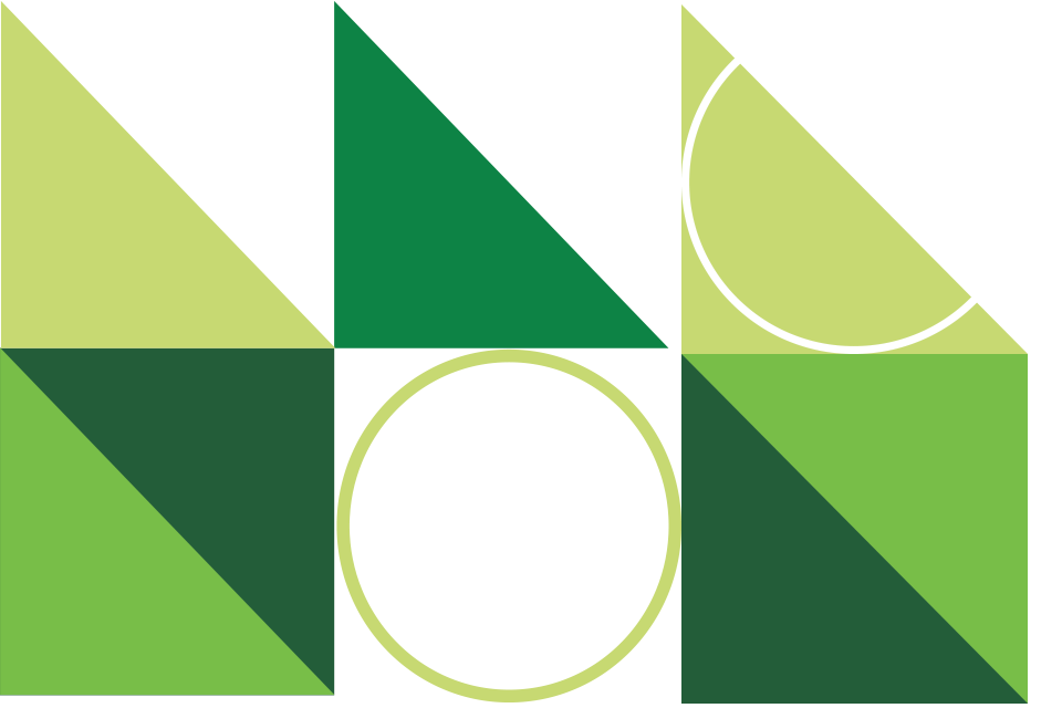 Abstract triangular and circular shapes.