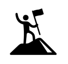icon man standing on top of hill holding flag