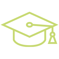 Line icon of graduation cap.